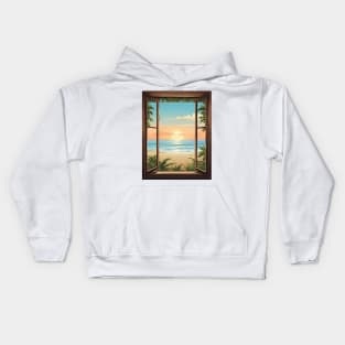 Window Beach Scene Kids Hoodie